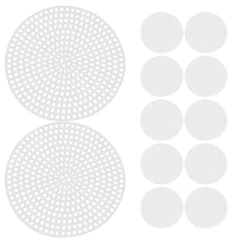 LALAFINA Plastic Mesh Canvas Sheets 12pcs Round Canvas 7.86 Inch Cross Stitch Aida Mesh Screen for Needlework Embroidery Yarn Knit DIY Crochet Projects