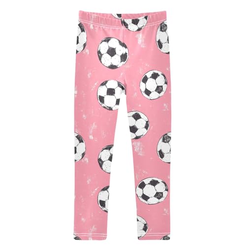 Boccsty Pink Girly Football Girls Leggings Kids Yoga Pants Dance Active Tights 4T