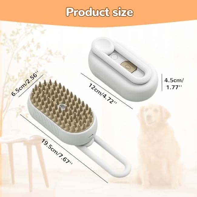 2025 New Cat Steam Brush, 3 in 1 Pet Steam Groomer Comb, Rechargeable Pet Steam Groomer Brush for Massaging and Cleaning Shedding Pets Hair, Anti-Static Hair Removal Comb for Cats Dogs (White)-fH13wVOY