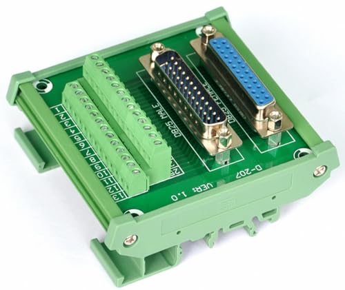 Electronics-Salon DB25 D-SUB DIN Rail Mount Interface Module, Male/Female, DSUB Breakout Board.