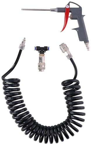 All Ride Air Gun mit Spiralschlauch 5 Meter - Max. Luftdruck 13KG/cm² - 6mm Luftzufuhrschlauch - inkl. Aufbewahrungstasche und Kuppler - Schwarz
