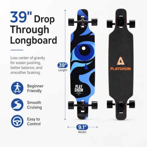 Image of Playshion 39 Inch Drop Through Longboard Skateboard for Beginners