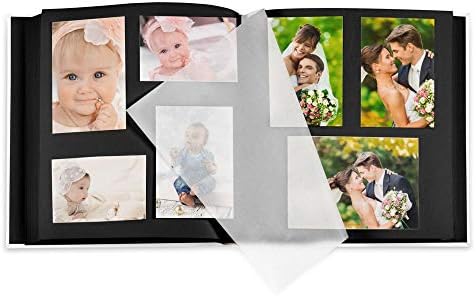 MavertonPhoto Album for couples- White cover with a photo frame and a stylish print - 60 black pages to fill in - Up to 240 images in multiple size - For wedding - For parents - flowery