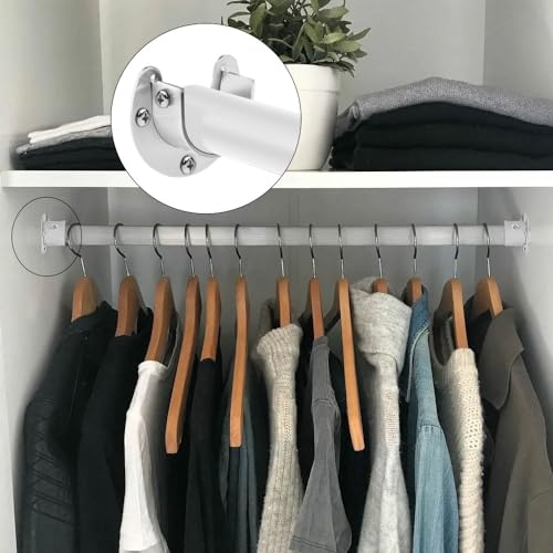 SJJJS 4 Stück Rohrhalterung, Kleiderstange aus Edelstahl, verstellbar, Halterung für Flansch, U-Halterung, Kleiderstange für Schrankhalterung 22 – 26 mm