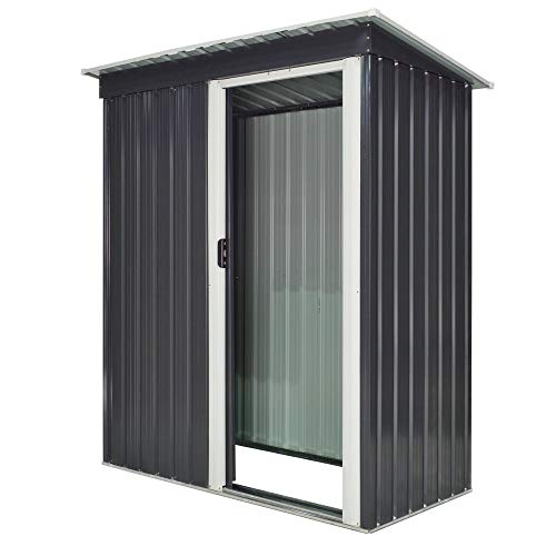 Outsunny Abri de Jardin 1,5 m² - Remise pour Outils - cabanon Porte verrouillable - dim. 163L x 89l x 182H cm - tôle d'acier Noir Blanc