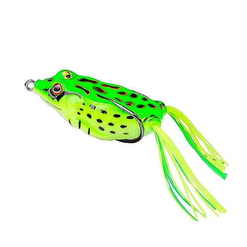 (Color F)5cm/1 Pcs Topwater Jump Frog Lures Soft Lures, Fishing Tackle Accessories with Double Sharp Hooks for Bass Pike Salmon Crappie Freshwater Saltwater