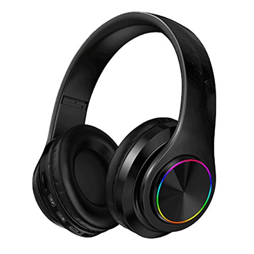 Wsaman Wireless Bluetooth Headphones, Over Ear Wireless Stereo Headsets Earphones Foldable with Mic and Volume Control Noise Cancellation for Airpods Android Gaming PC Earbuds,Black