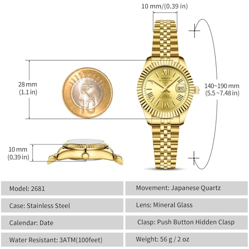 Image of NIBOSI Watches for Woman Analog Quartz Stainless Steel Diamond Rose Gold Green Small Dial Women Watches Classic Wrist Watch Date Waterproof