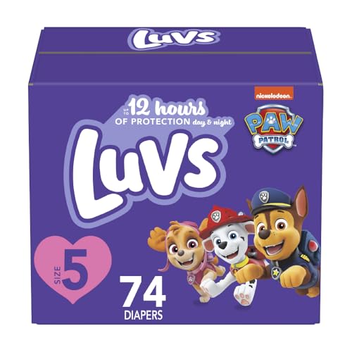 Image of Luvs Size 5 Baby Diapers, Platinum Protection Bluey Diapers for Day & Night, Size 5, 74 Count (Packaging May Vary)