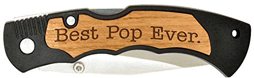 Funny Gift for Grandpa Best Pop Ever Laser Engraved Stainless Steel Folding Pocket Knife