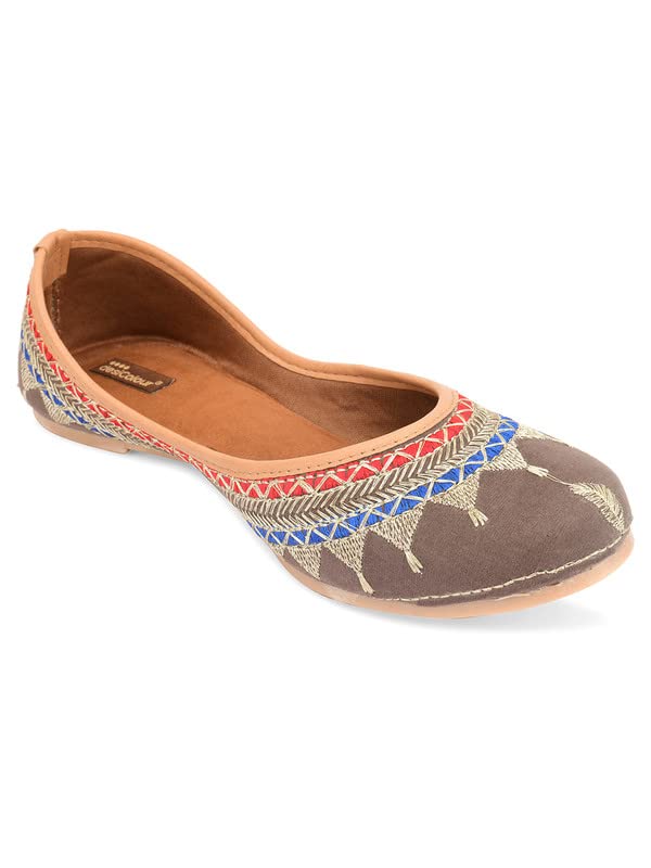 desi colour Mojari Punjabi Jutti for Women Ethnic Footwear- Velvet Zari Work-picture-42