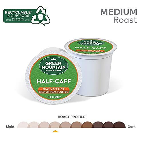 Image of Green Mountain Coffee Roasters Half Caff, Single-Serve Keurig K-Cup Pods, Medium Roast Coffee, 24 Count