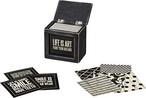 Primitives by Kathy 38807 Classic Black and White Hinged Box, Words of Wisdom