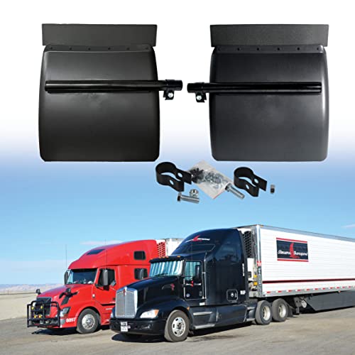 SHINJEW Pair Black Poly Quarter Fenders Set for Semi Truck 24 x 24 Freightliner Kenworth Peterbilt with Hardware Heavy Duty Plastic Mud Flaps Kit