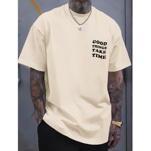 Vintage Graphic Tees for Men Oversized Floral Letter Print Retro Streetwear T Shirts Casual Loose Fit Cotton Tops2