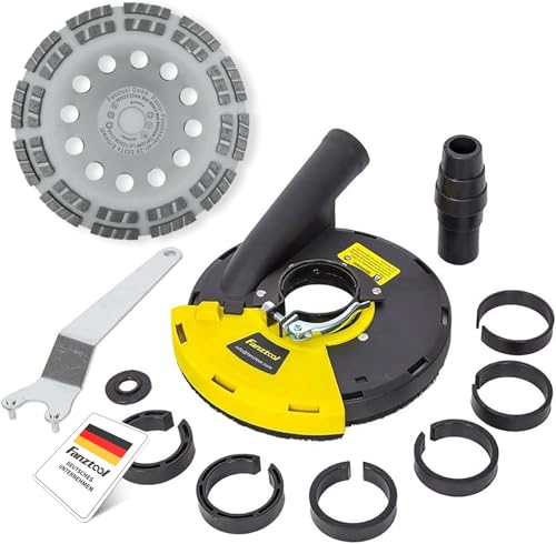 FANZTOOL Meule diamantée 180 mm avec carter d'aspiration universel pour meuleuse d'angle avec couronne de brossage
