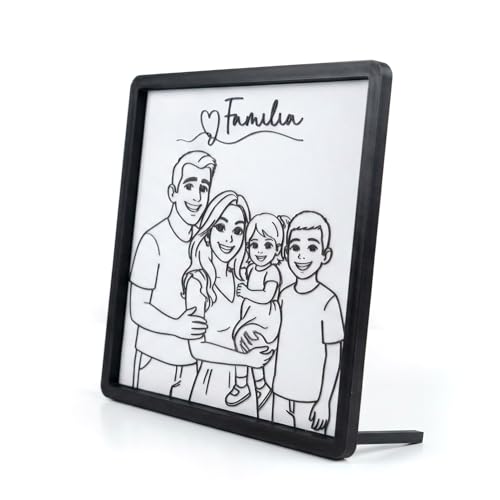 Cuadro personalizado en Relieve dibujo a partir de foto – line art personalizado – Día de la madre, familias, parejas, mascotas, Regalo original 20x20 o 24x24 cm