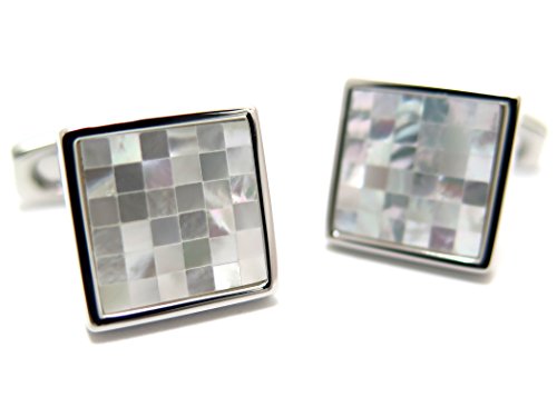 サイモン・カーター(SIMON CARTER) スモールスクエアチェッカーカフス（白蝶貝） (カフスボタン/カフリンクス)