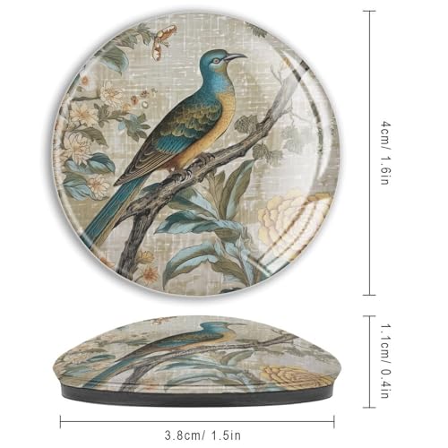 Imanes de nevera de cristal estilo chinoiserie con diseño de pájaro tradicional, pack de 4 4