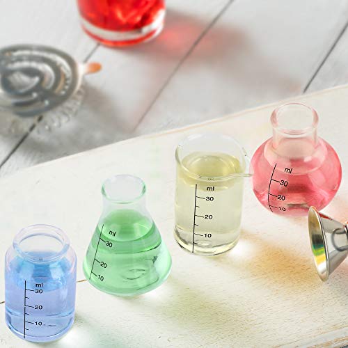 Chemistry Shot Glasses - Set of 4 Science Beaker Shots For The Nerd in Your Life - Work Overtime in the Home Laboratory - Chemistry Gifts Backed by Science