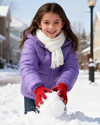 Image of Lovekider Hooded Puffer Jacket for Girls 4-12T Down-Alternative Winter Coat Shiny Outerwear for Kids