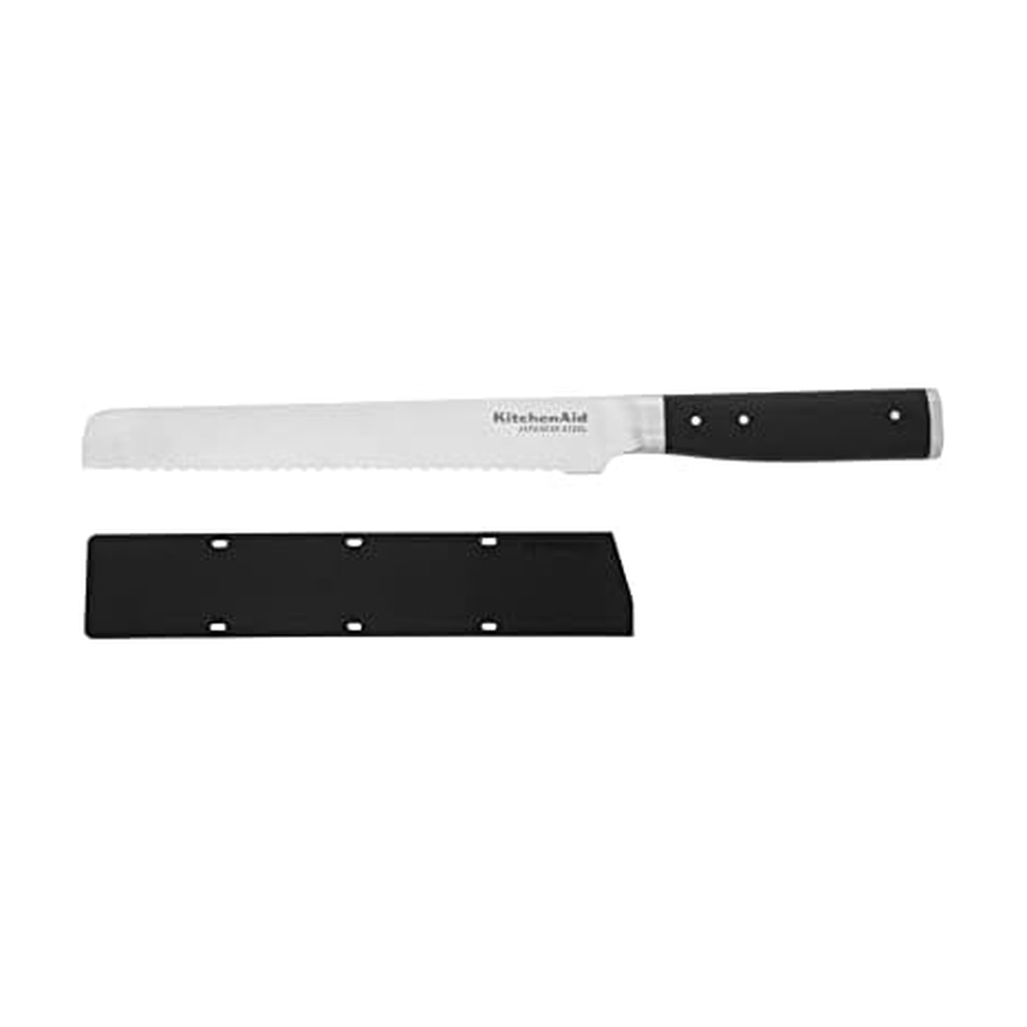 KitchenAid Faca de pão gourmet forjada tripla com tampa de lâmina de ajuste