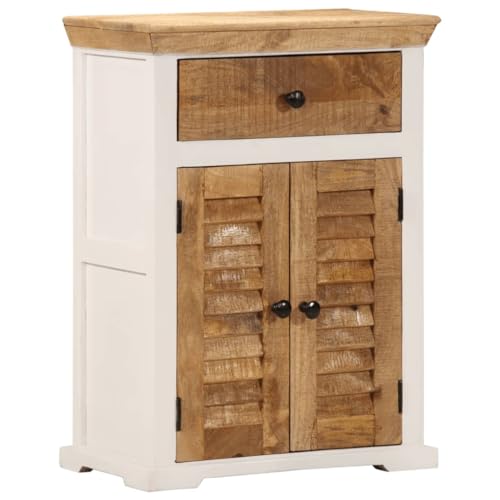 Xichuzi Aparador Madera Maciza Mango Rugosa Blanco marrón 55x30x73 cm, Mueble Salon, Aparadores para Salon, Mueble Comedor, Mueble Auxiliar Salón, Armario Salon, Mueble Aparador - 4009374