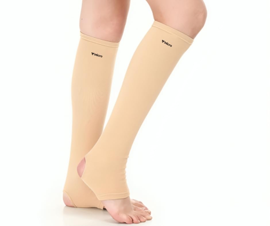 MICRO Medical Compression Stockings (Below Knee)|Stocking to Improve Blood Circulation, Varicose Vein, Swollen, Aching Legs, Pain Relief, Edema, Sore Legs, Can Be Used By Men & Women| Unisex (1 Pair)-image-43