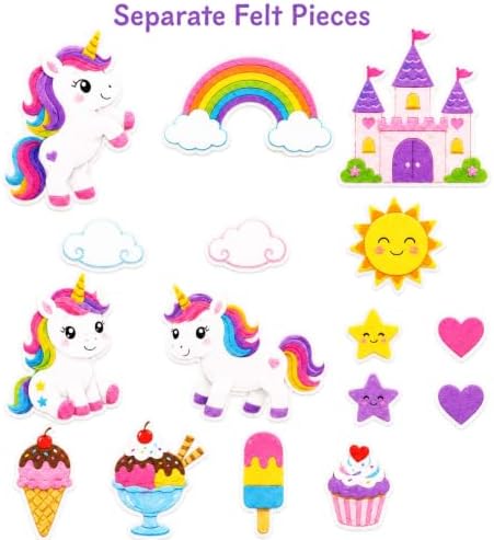 Thryvomniq Unicorns Love Ice Cream Felt Story Set with Hook and Loop Pieces