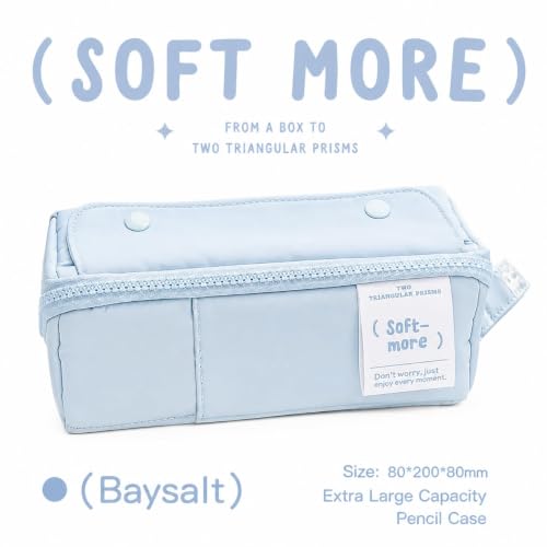 Image of Invite Multi-Functional Soft Pencil Case for Girls | Large Capacity Zipper Pouch with Multiple Compartments | Aesthetic Stationery Organizer for School, College & Office (Soft More Blue)