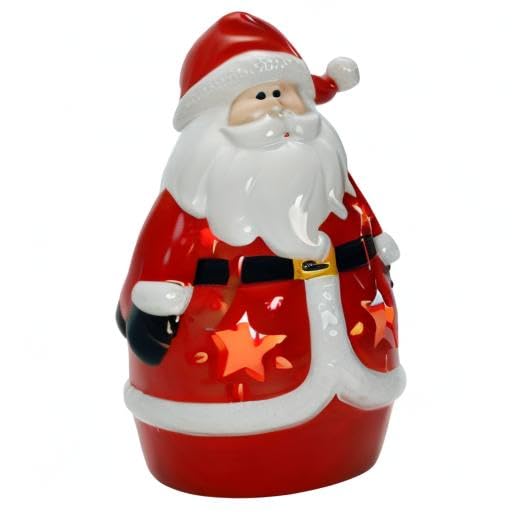 Lanterne de table LED en céramique Père Noël pour centre de table cosy