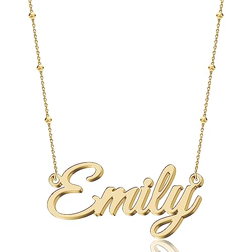 Collier avec prénom Personnalisé avec Chaîne Boules - Cadeau Unique pour Noël, Saint-Valentin,...
