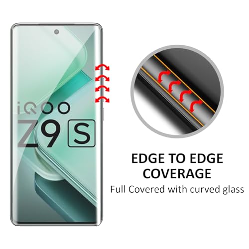 Image of AIBEX UV Curved Tempered Glass for Vivo T3 Pro 5G / Vivo V40E 5G / IQOO Z9S 5G|Full Screen Edge-to-Edge Protection|UV Glue & UV Light Included|9H Hardness|Anti-Bubble|Scratch Resistant|HD Clarity