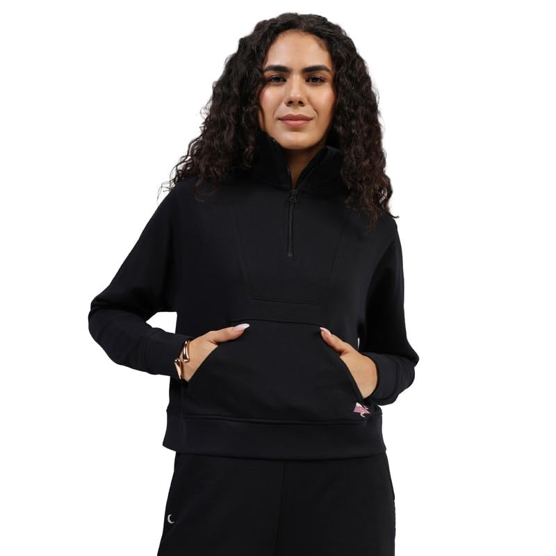 Image of BlissTerry Half Zip | Zippered front |Convertible collar to style |Kangaroo pocket for essentials |Ribbed cuffs |Cropped length