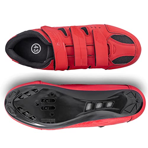 Image of Hiland Unisex Wide Cycling Shoes Compatible with Peloton & Look Delta /SPD Cleats-3 Straps-Clip in Road /Mountain /Indoor Bike Shoes for Mens and Womens