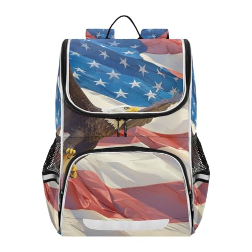 Mochila de águila americana escolar antirrozaduras con reflectante de seguridad para portátiles