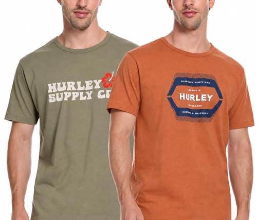 T-shirt Hurley homme lot de 2 hauts manches courtes imprimés mode été et streetwear décontracté