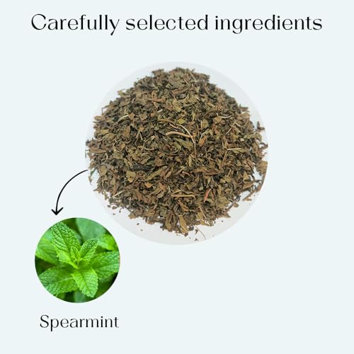 Image of Spearmint Tea Bags 50 Count Herbal Tea Bags PCOS PCOD RELIEF Balances Hormones Support Digestion Refreshing Aromatic and Minty Gluten Free Caffeine Free Tea 100% Pure Spearmint leaves Pyramid Tea bags