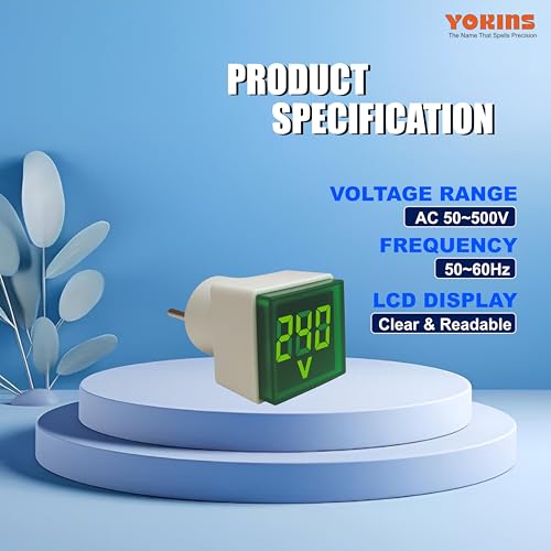 Image of YOKINS YP-AV Plug-In Digital Voltmeter | LED AC Voltage Tester | Compact & Portable | 50-500V AC | High Precision, Easy Plug-and-Play for continuous measurement of AC Voltage (Set Of 2Pcs)