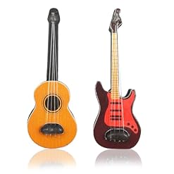 Suartus 2PCS 1:12 Mini Musical Instrument Guitar Wooden Bass Guitar Model Display Ornaments for Mini Music Room Accessories Model Home Decoration Fairy Garden Accessories - Les Beatles, Paul McCartney, John Lennon, RIngo Starr, George Harrison