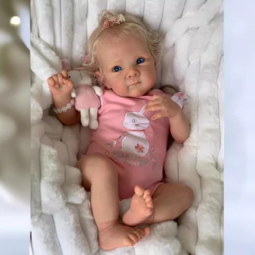kgniess me Reborn lalka dla dziewczynki, 46 cm, realistyczna lalka niemowlęca z otwartymi oczami, narodzone nowo narodzone, prawdziwe lalki, realistyczne lalki, anatomiczna poprawna