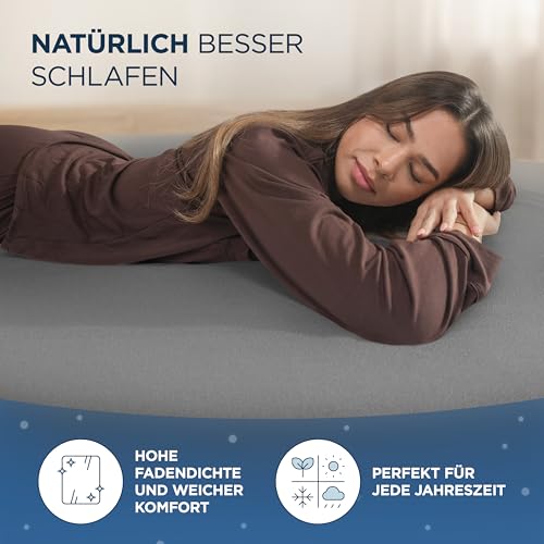 Samthus Jersey Spannbettlaken 180x200cm Oeko-Tex Made In Green - Grau – Ansicht 4