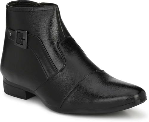 Image of Mens Black Synthetic Zip Slip on Perfect Style Formal Boot (8)