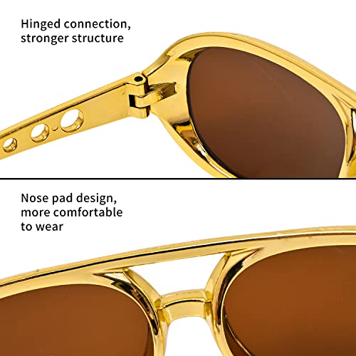 AOVNA Gold Rockstar Style Glasses 50s Fancy Dress Rockstar Glasses, Gold, Black - Image 2