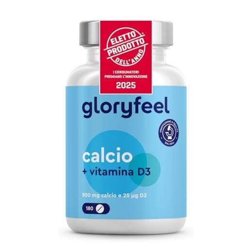 Integratore Calcio e Vitamina D3, 180 Compresse (Scorta per 3 Mesi), Integratore Ossa Ad Alto Dosaggio, Calcio 800 mg e Vitamina D3 25µg, Integratore per il Supporto delle Ossa*, Senza OGM