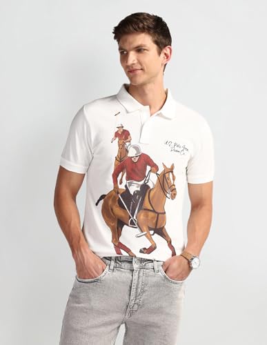 Image of U.S. Polo ASSN. Printed Polo T Shirts for Men - 100% Cotton, Half Sleeve Mens Tshirt