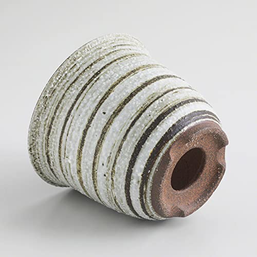 Wazakura Banko Series Japanese Handmade Ceramic Bonsai Pot And Orchid Planter 4.7 In (120 Mm) With Drainage Hole, Small Garden Container, Tall Flower Vase, Mini Cactus And Succulent Bowl - Brush White #TOP2