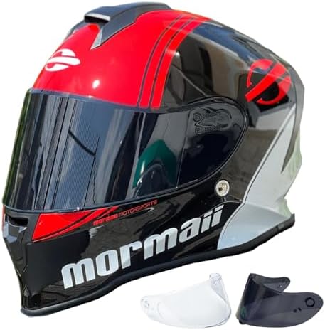 Capacete Moto Preto Vermelho Branco Brilho Mormaii Original M1 Fe...