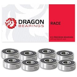 Fireball Dragon Skateboard Bearings Set 8 Pack - Fast 608 Longboard Bearings Set for Skateboards Inline & Roller Skates - Bearings for Skateboarding Guaranteed for Life