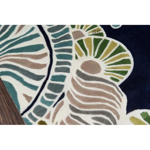 Tapis en laine touffeté main isolant acoustique floral 120x180 - 4